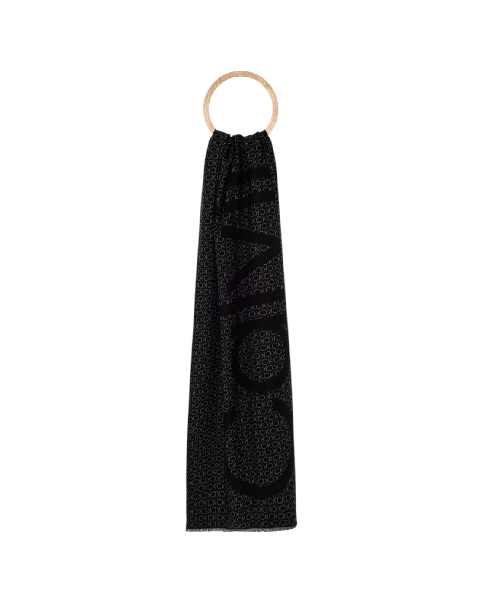 Calvin Klein Plain Pattern Wool Blend Scarf Women Black Scarves & Shawls Black