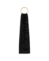 Calvin Klein Plain Pattern Wool Blend Scarf Women Black Scarves & Shawls Black