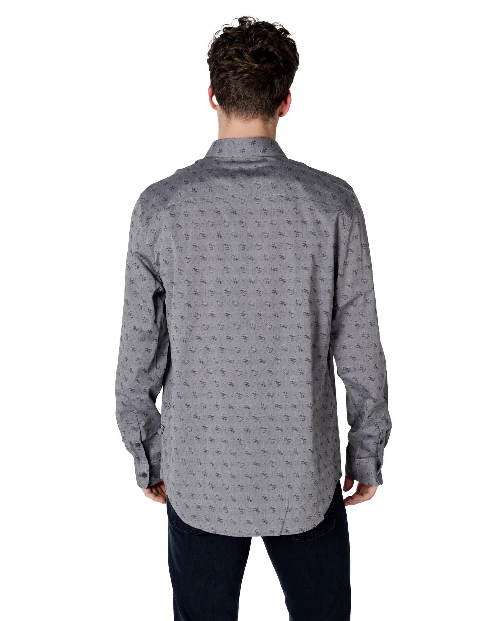 Guess All Over Logo Print Shirt Men Grey Belts