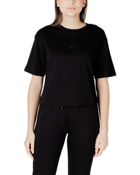 Armani Exchange Relaxed Fit Short Sleeve Top Women Black Shirts Black
