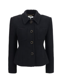 Chloé Women Cropped Single-Breasted Blazer With Fabric Buttons