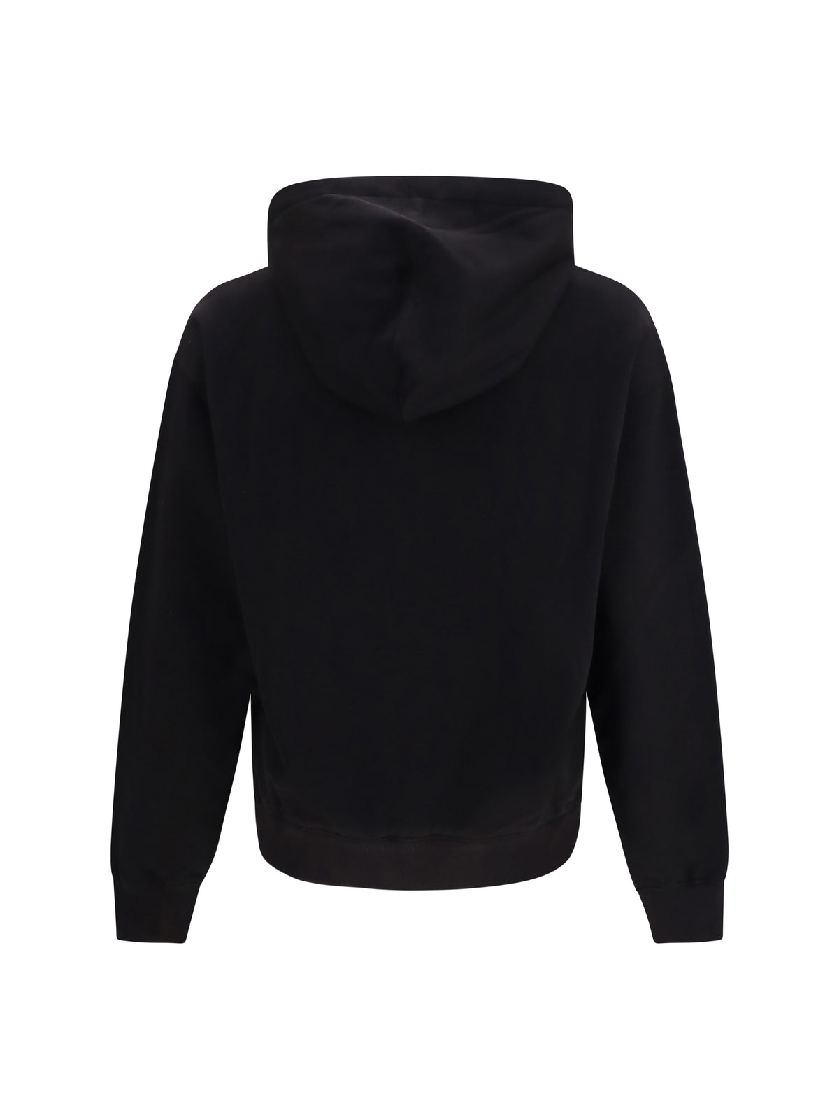 Dolce & Gabbana Men Cotton Hooded Sweatshirt With Dg Plaque