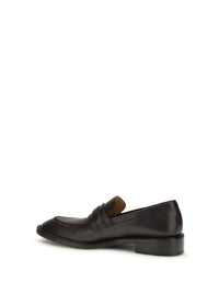 Versace Men Leather Loafers With Medusa Accessory
