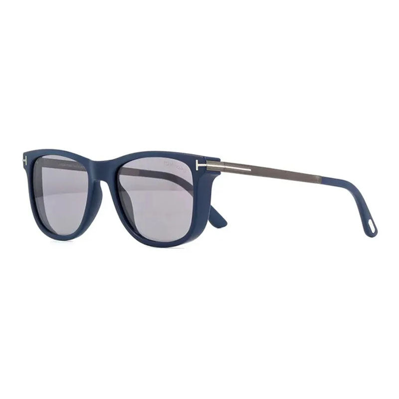 Tom Ford Sunglasses Square Full Rim, Matte Blue Frame and Smoke Mirror Lens FT110491C