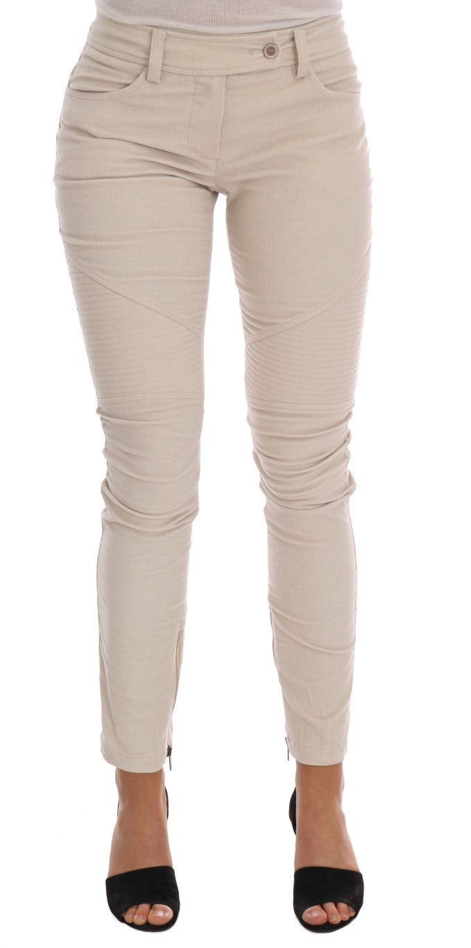 Ermanno Scervino Beige Slim Jeans Corduroy Skinny Women's Pants