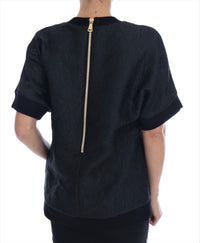 Dolce & Gabbana Black Brocade Cocktail Crystal Women's Sweater