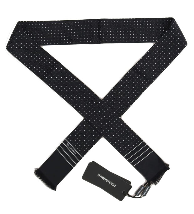 Dolce & Gabbana Dark Blue Polka Dotted Silk Men's Scarf