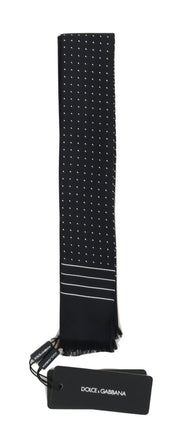 Dolce & Gabbana Dark Blue Polka Dotted Silk Men's Scarf