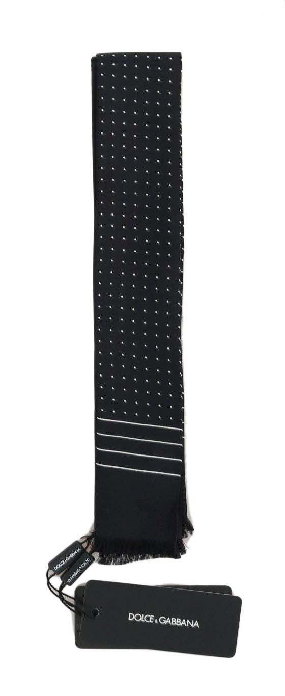 Dolce & Gabbana Dark Blue Polka Dotted Silk Men's Scarf