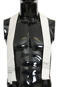Dolce & Gabbana White Polka Dotted Silk Skinny Men's Scarf