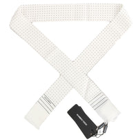 Dolce & Gabbana White Polka Dotted Silk Skinny Men's Scarf