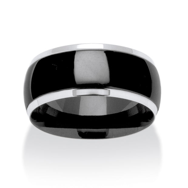 PalmBeach Jewelry Black Stainless Steel Wedding Band Ring (10mm) Sizes 7-13
