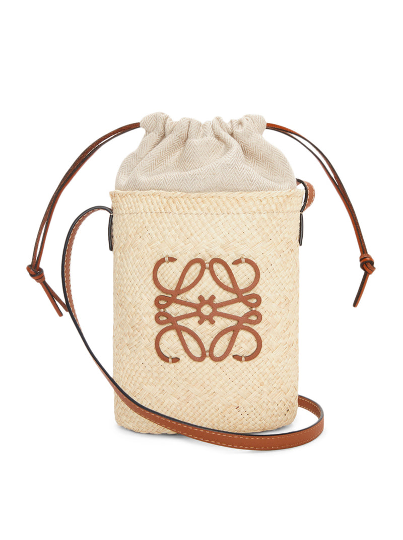 Loewe Women Square Bag In Iraca Palm And Calfskin