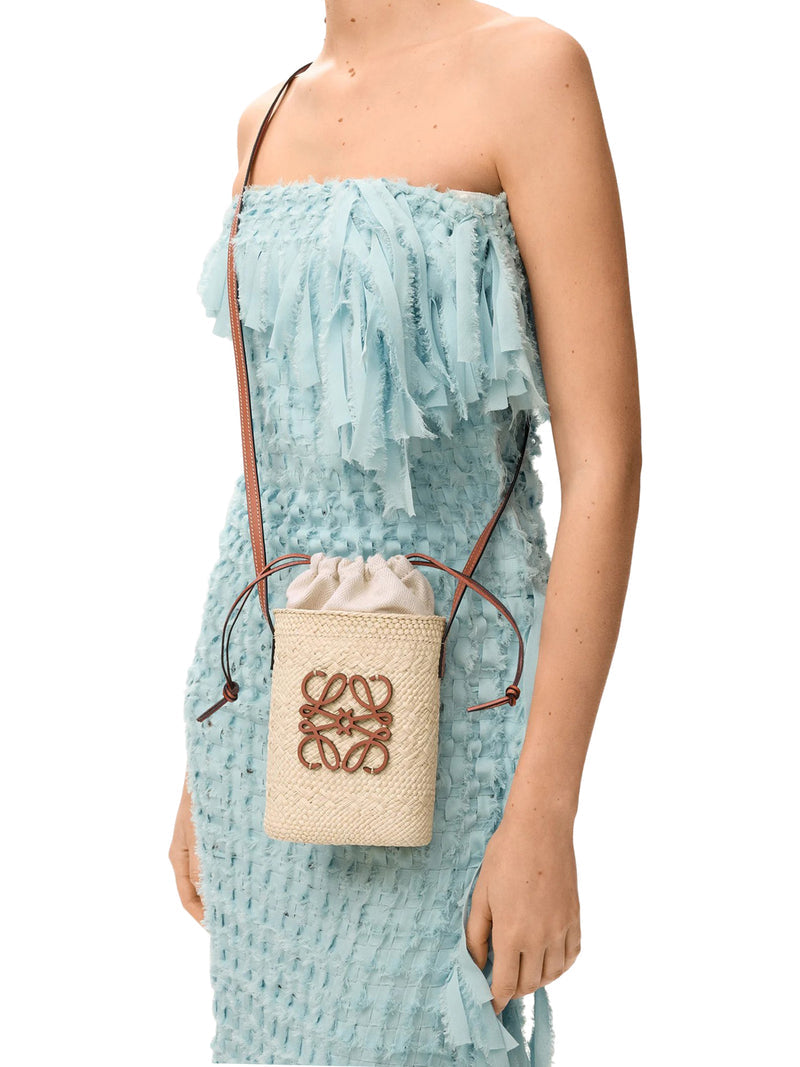 Loewe Women Square Bag In Iraca Palm And Calfskin