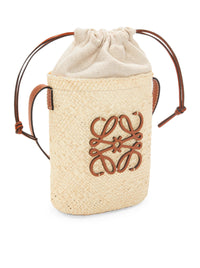 Loewe Women Square Bag In Iraca Palm And Calfskin