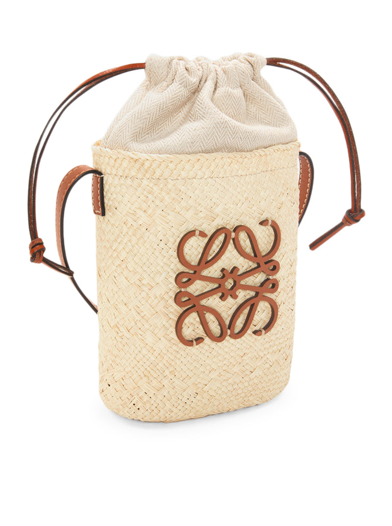 Loewe Women Square Bag In Iraca Palm And Calfskin