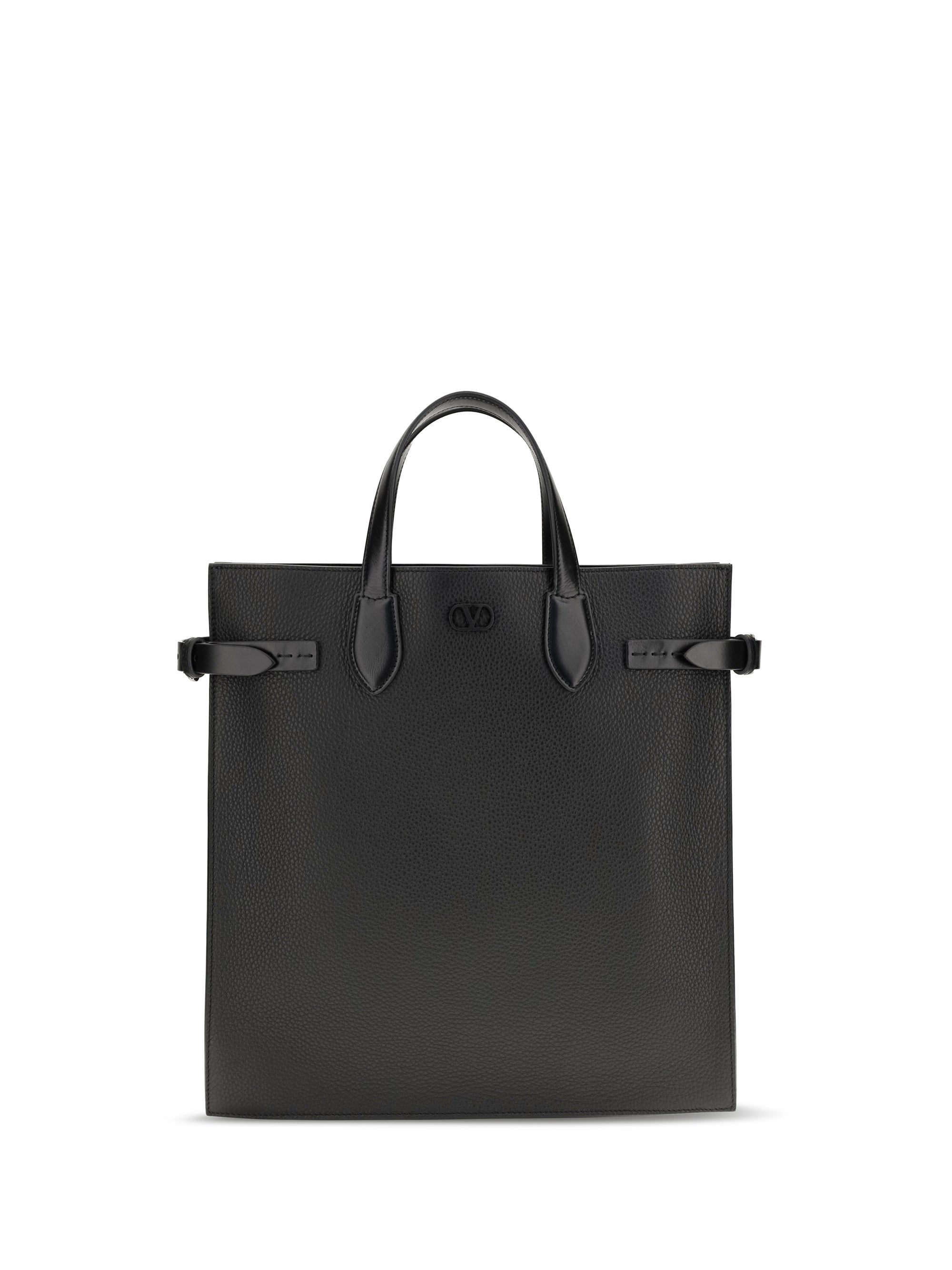 VALENTINO GARAVANI Valentino Garavani Men Medium Antibes Grained Leather Shopping Bag