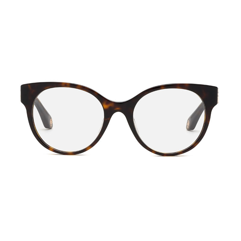 Roberto Cavalli Eyeglasses Round Full Rim, Dark Havana Frame and Clear Demo Lenses Lens VRC027M0722