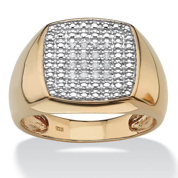 PalmBeach Jewelry Men's Yellow Gold-plated Sterling Silver Round Genuine Diamond Cluster Ring (1/10 cttw, I Color, I3 Clarity) Sizes 9-13