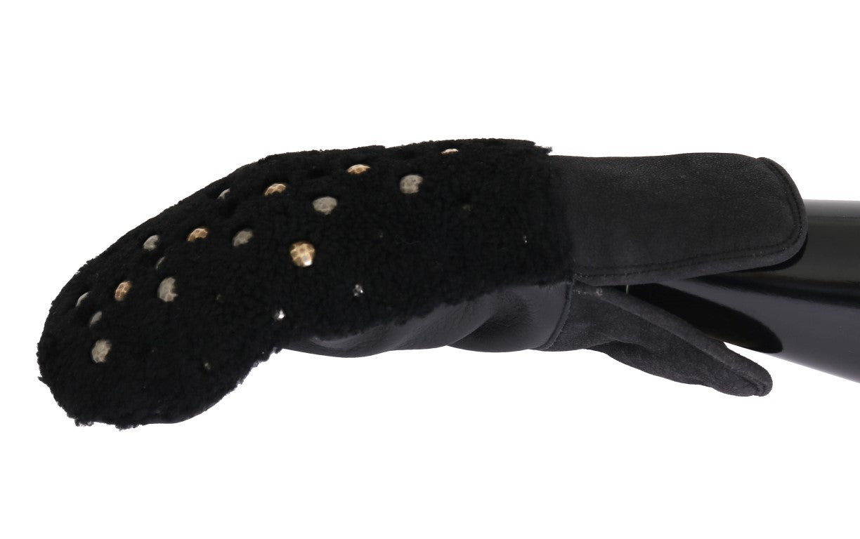 Dolce & Gabbana Studded Black Leather Gentleman's Men's Gloves