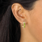 PalmBeach Jewelry Yellow Gold-plated Princess Cut Simulated Birthstone Huggie Hoop Earrings (17.5mm)