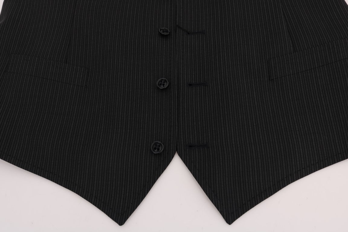 Dolce & Gabbana Elegant Gray Striped Wool Blend Men's Vest