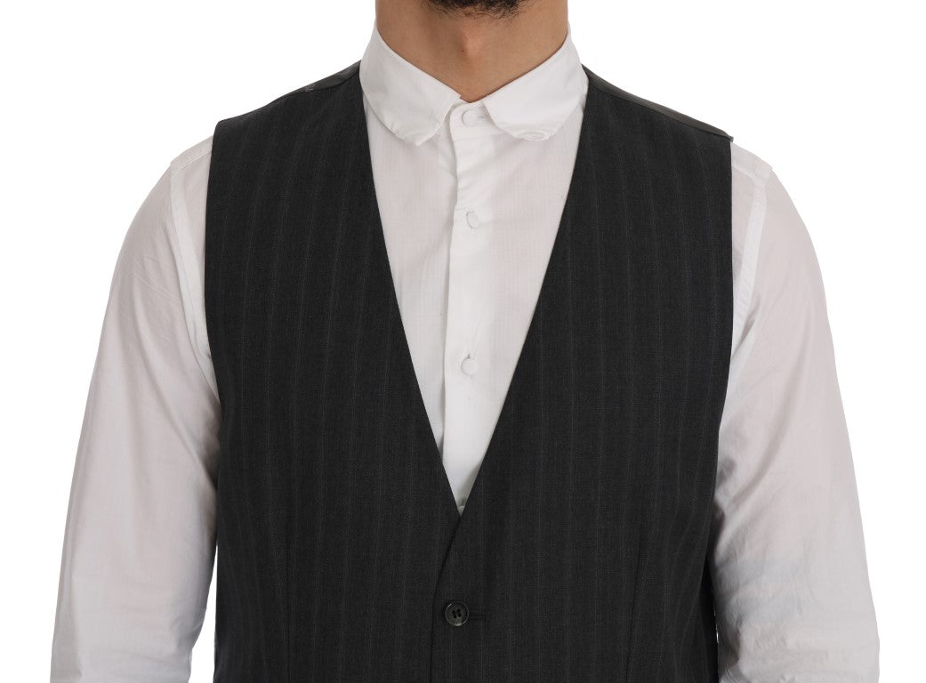 Dolce & Gabbana Gray STAFF Wool Stretch Men's Vest