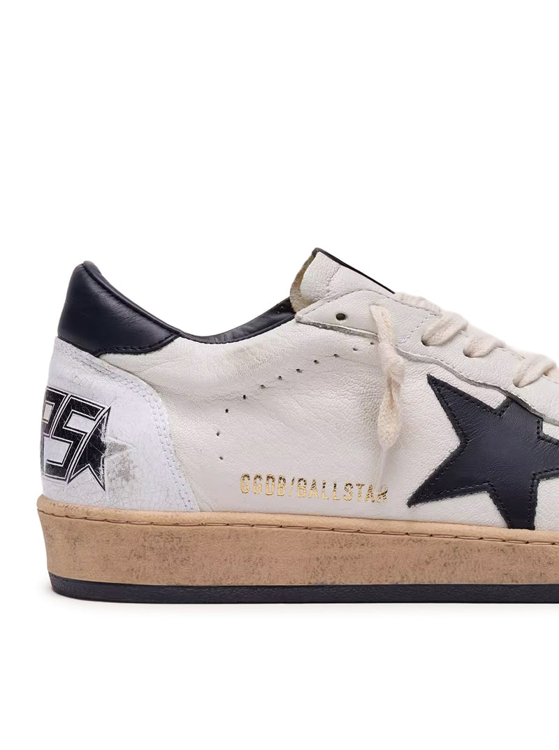 Golden Goose Deluxe Brand Golden Goose Deluxe Brand Men Ball-Star Sneakers In White Nappa With Black Star