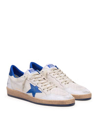 Golden Goose Deluxe Brand Men Ball-Star Wishes In White Nappa With Blue Star And Heel