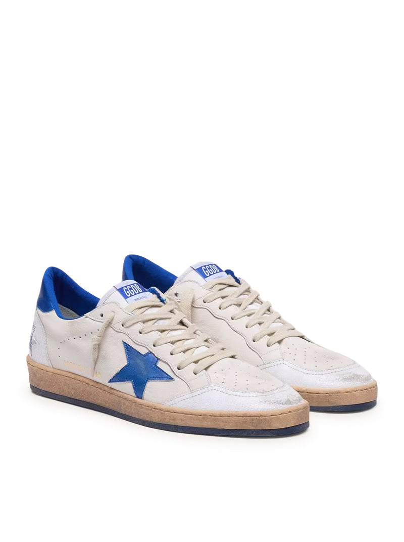 Golden Goose Deluxe Brand Men Ball-Star Wishes In White Nappa With Blue Star And Heel