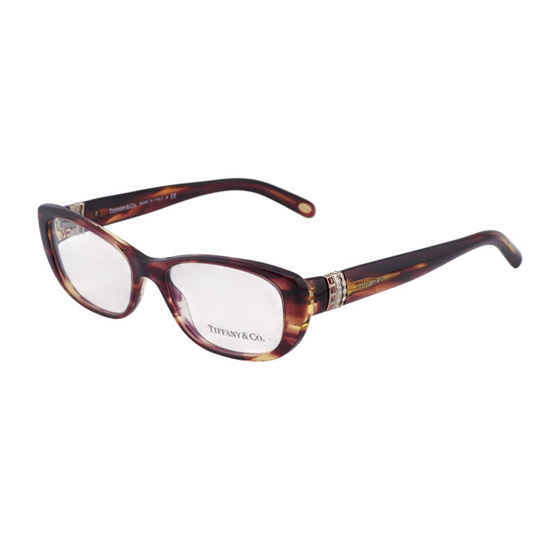 Tiffany & Co. Tiffany & Co. Eyeglasses Square Full Rim, Havana Frame and Clear Demo Lenses Lens TF2076-B8081