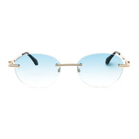 Palm Angels Sunglasses Oval Rimless, Gunmetal Frame and Blue Gradient Electric Lens PERI10HCRYSTAL1007