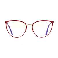Tom Ford Eyeglasses Cat Eye Full Rim, Matte Brown Frame and Clear Blue Light Block Lens FT5840-B046