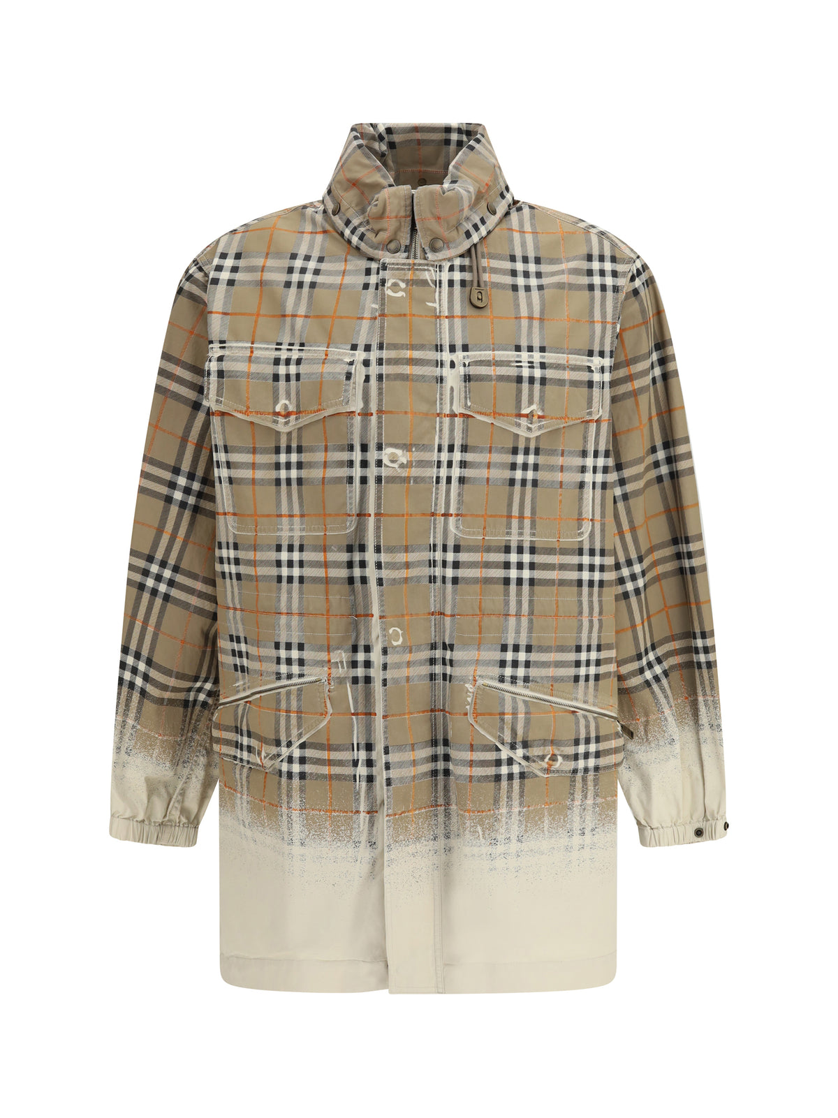 BURBERRY Burberry Men Gabardine Parka With Faded Check Print