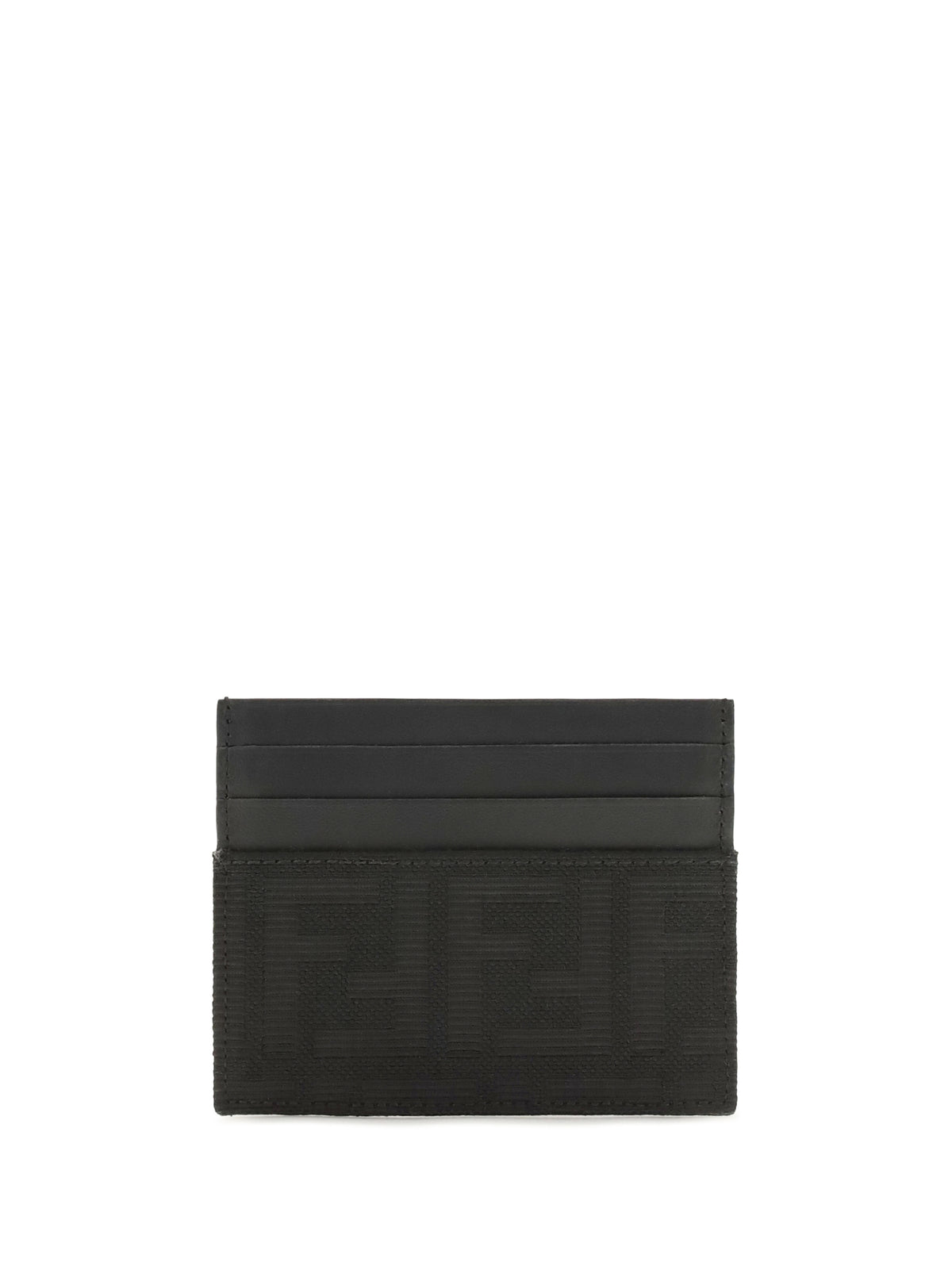 Fendi Men Ff Jacquard And Leather Card Holder
