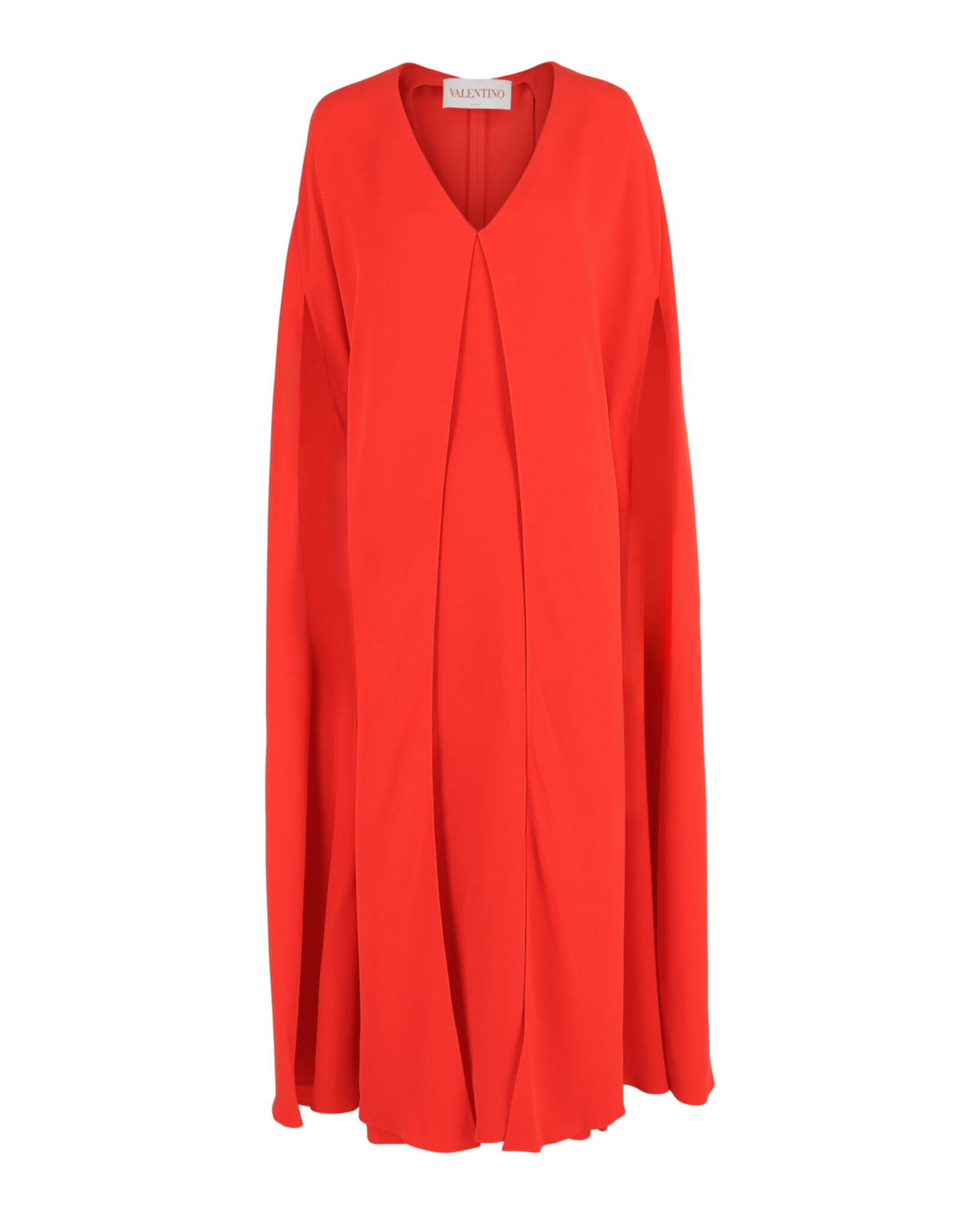 Valentino Womens Silk V-Neck Cape Dress