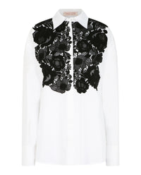 Valentino Womens Floral Lace Trim Shirt