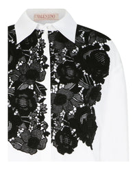 Valentino Womens Floral Lace Trim Shirt