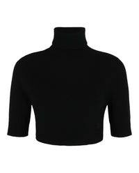 Valentino Womens Solid-Knit Cropped Turtleneck Sweater