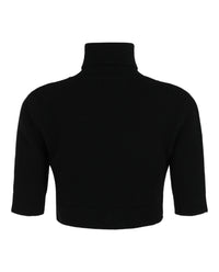 Valentino Womens Solid-Knit Cropped Turtleneck Sweater
