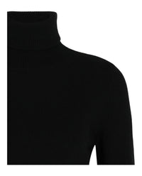 Valentino Womens Solid-Knit Cropped Turtleneck Sweater