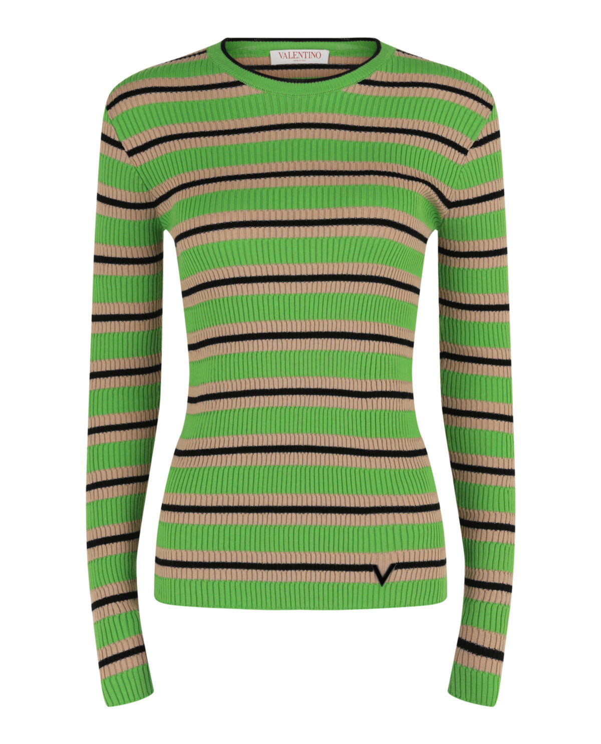 Valentino Womens Striped Ribbed Knit Sweater