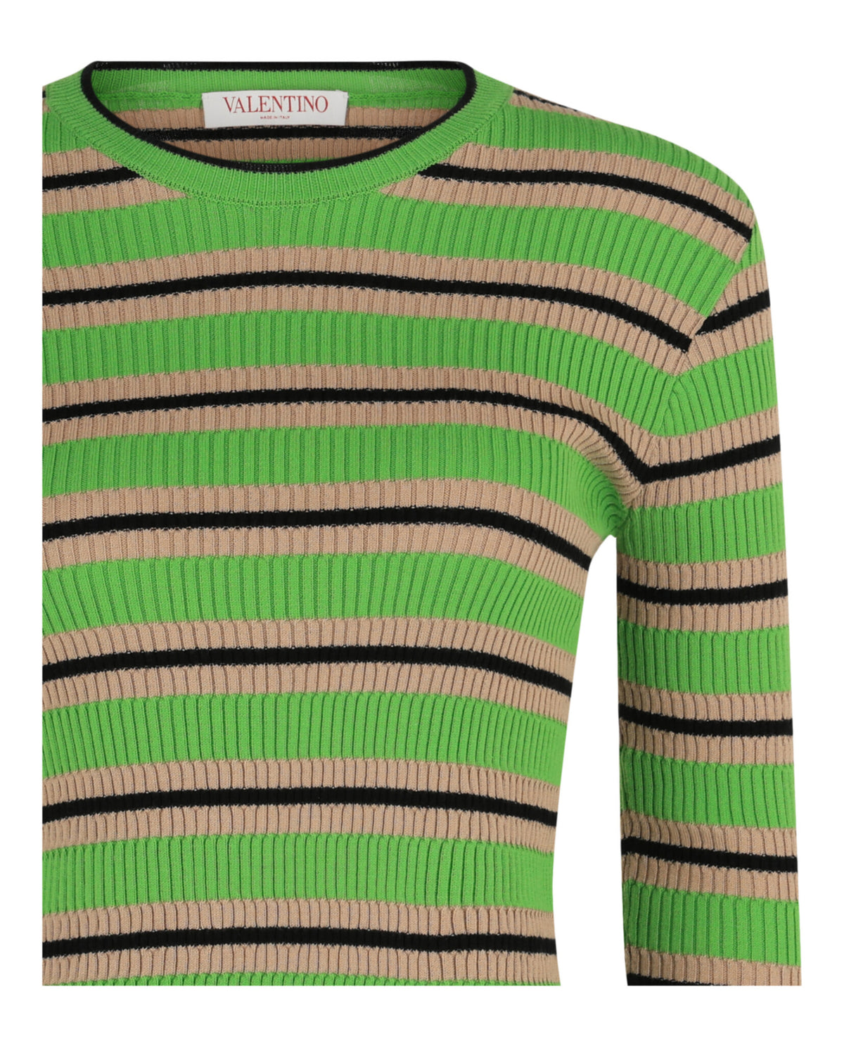 Valentino Womens Striped Ribbed Knit Sweater