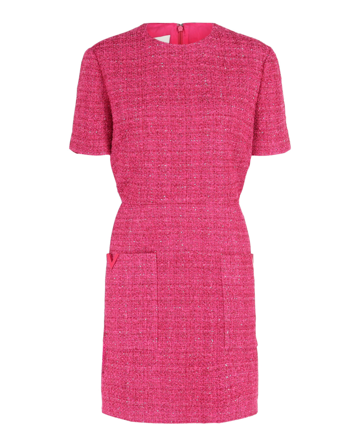 Valentino Womens VLogo Pocket Metallic Tweed Mini Dress
