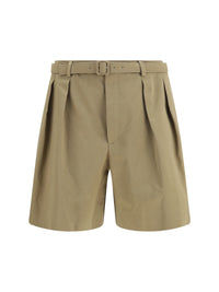 Saint Laurent Men Pleated Belt Shorts