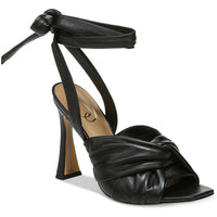 Lenora Womens Knot-Front Square Toe Heels 6.5 Medium Black Leather