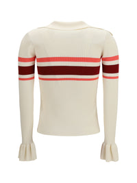 SELF-PORTRAIT Self-Portrait Women Striped Viscose Knit Button Top