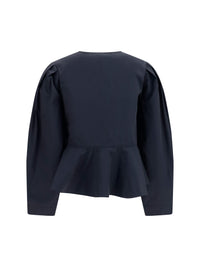 Ganni Women Cotton Poplin Blouse With Bows