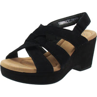 Womens Strappy Suede Platform Sandals Black