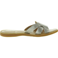 Womens Metallic Leather Slide Sandals